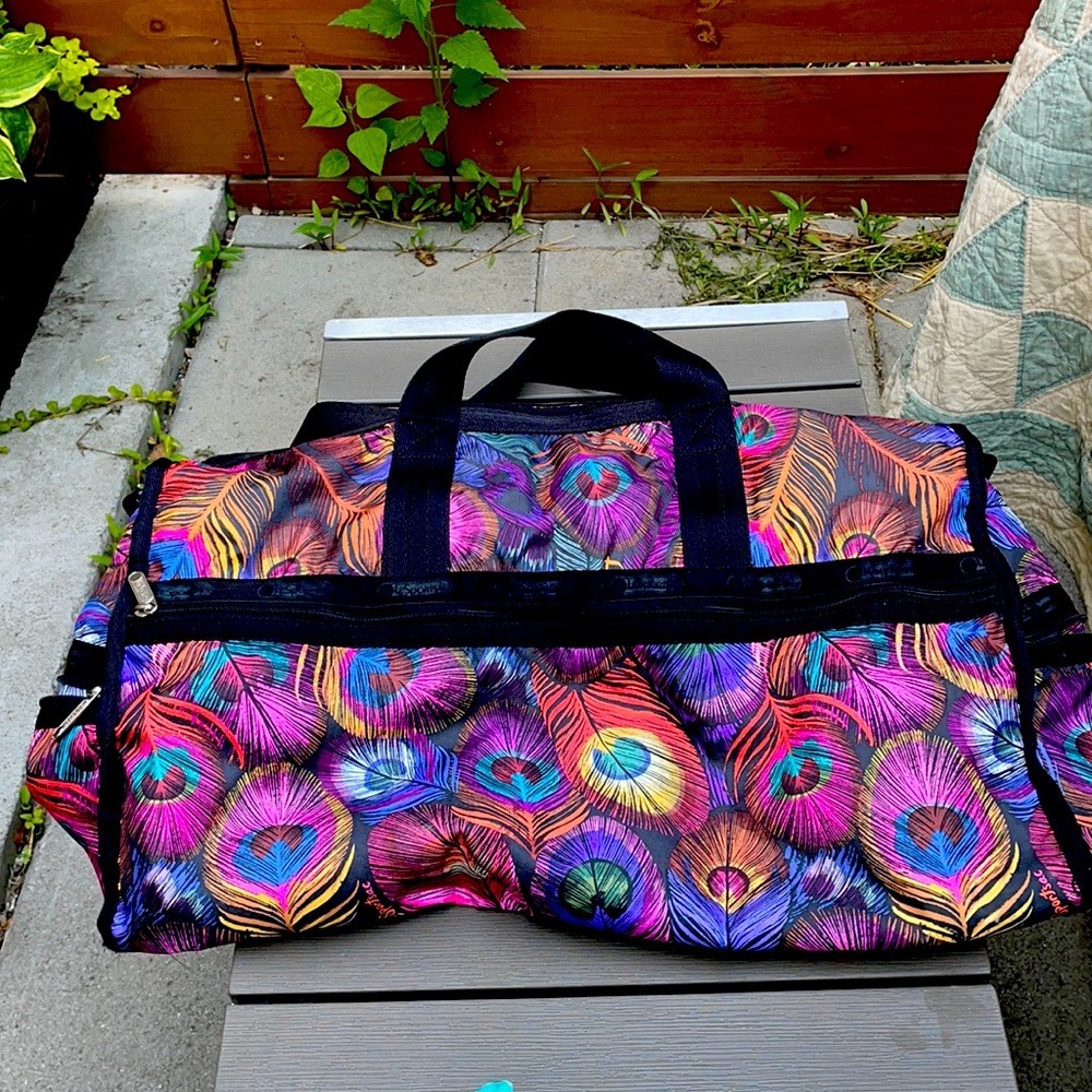 Lesportsac RARE “Masquerade” Print Feather Duffel Bag